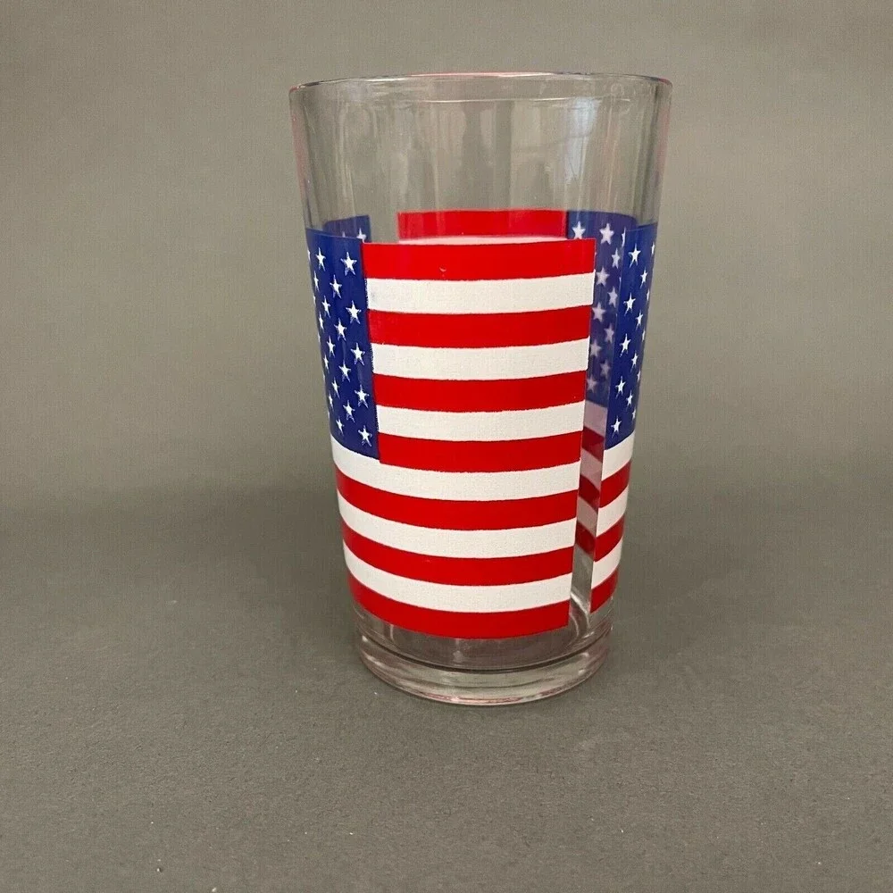 Vintage United States Flag Glass Red White Blue Multicolor 4‎ 7/8